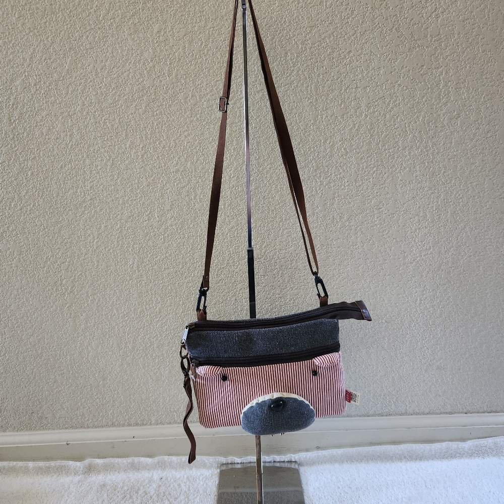 Somebody Unique Crossbody Handbag/Wristlet Stripped Bear Face